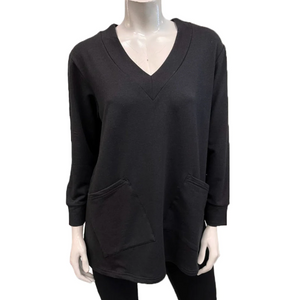 Gilmour - BtT-1131 - Bamboo French Terry V-Neck Two Pocket Tunic - Black