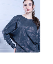 Load image into Gallery viewer, Artex - 7442X - Plus Size Button Back Top - Grey/Mettalic
