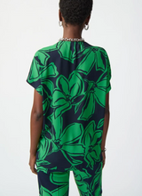 Load image into Gallery viewer, Joseph Ribkoff - 241059 - Floral Print Georgette Boxy Top - Mid Blue/Green
