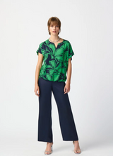 Load image into Gallery viewer, Joseph Ribkoff - 241059 - Floral Print Georgette Boxy Top - Mid Blue/Green
