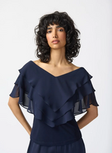 Load image into Gallery viewer, Joseph Ribkoff - 241020 - Chiffon Overlay Top - Midnight Blue
