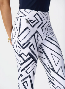 Joseph Ribkoff - 241271 - Geometric Print Ankle Pants - Vanilla/Midnight Blue
