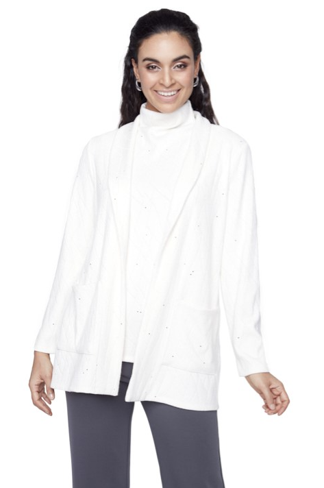CompliK - Long Cardigan with Silver Specks - Ivory