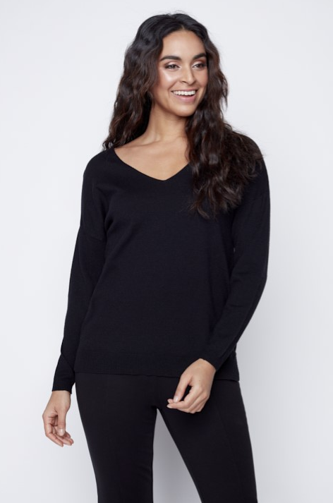 Claire Desjardins - 91267 - V-Neck Soft Sweater - Black