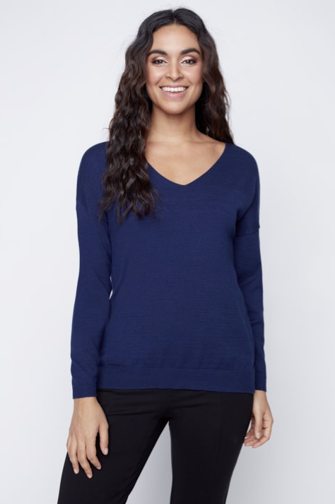 Claire Desjardins - 91267 - V-Neck Soft Sweater - Navy
