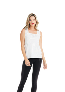 Gitane - Cam5004 - Square Neck Sparkly Camisole Top - White