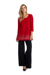 Gitane - T3034 - Scoop Neck Embellishment Top - Red