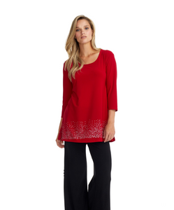 Gitane - T3034 - Scoop Neck Embellishment Top - Red