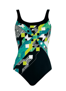 Sunmarin - 12024 - Plus Size 1Pc Swimsuit - Geo Print