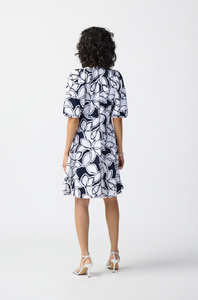 Joseph Ribkoff - 241006 - Leaf Print Scuba Crepe Fit-and-Flare Dress