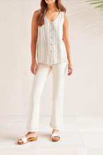 Load image into Gallery viewer, Tribal - 7719O - Linen Striped Button Down Cami - Frenchoak
