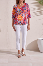 Load image into Gallery viewer, Tribal - 1707O - Peasant Top With Buttons - Poppy Red
