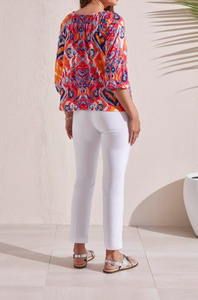 Tribal - 1707O - Peasant Top With Buttons - Poppy Red