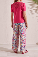 Load image into Gallery viewer, Tribal - 1717O - V Neck Top With Lace Detail - Raspberry
