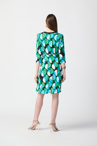 Joseph Ribkoff - 241211 - Geometric Print Wrap Dress - Black/Muti