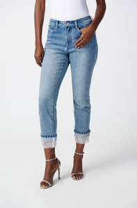 Joseph Ribkoff - 241929 - Mesh Cuff Ankle Jeans - Vintage Blue