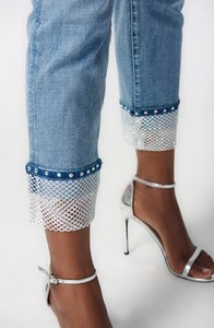 Joseph Ribkoff - 241929 - Mesh Cuff Ankle Jeans - Vintage Blue