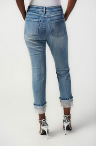 Joseph Ribkoff - 241929 - Mesh Cuff Ankle Jeans - Vintage Blue