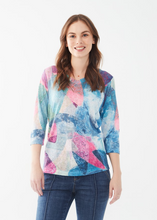 Load image into Gallery viewer, FDJ - 3276451 - 3/4 Sleeve V Neck Top - Leaf Pile
