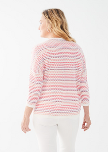 FDJ - 1271624 - 3/4 Sleeve V neck Sweater - Pink