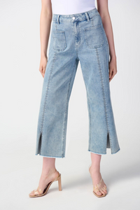 Joseph Ribkoff - 241903 - Culotte Jeans With Embellished Front Seam - Vintage Blue