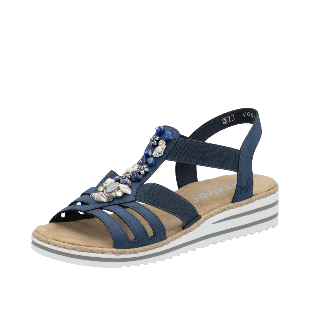 Rieker - V0649-14 - Flat Sandals - Blue