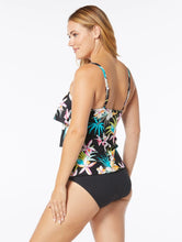 Load image into Gallery viewer, Beach House - H3A025A - Tiered Tankini Top - Tropical Bloom Black
