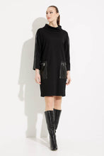 Load image into Gallery viewer, Joseph Ribkoff - 233262 - Funnel Neck Sweater Dress - Black
