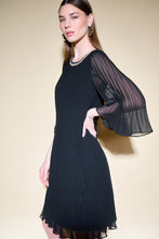 Load image into Gallery viewer, Joseph Ribkoff - 234700 - Pleated Chiffon Trapeze Dress - Black
