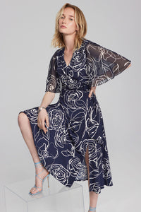 Joseph Ribkoff - 241764 - Floral Dress - Midnight Blue/Vanilla