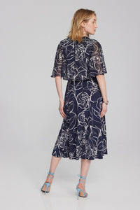 Joseph Ribkoff - 241764 - Floral Dress - Midnight Blue/Vanilla