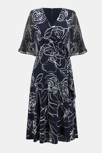 Joseph Ribkoff - 241764 - Floral Dress - Midnight Blue/Vanilla