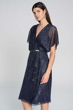 Load image into Gallery viewer, Joseph Ribkoff - 241714 -Pleated Novelty Fit-and-Flare Dress - Navy
