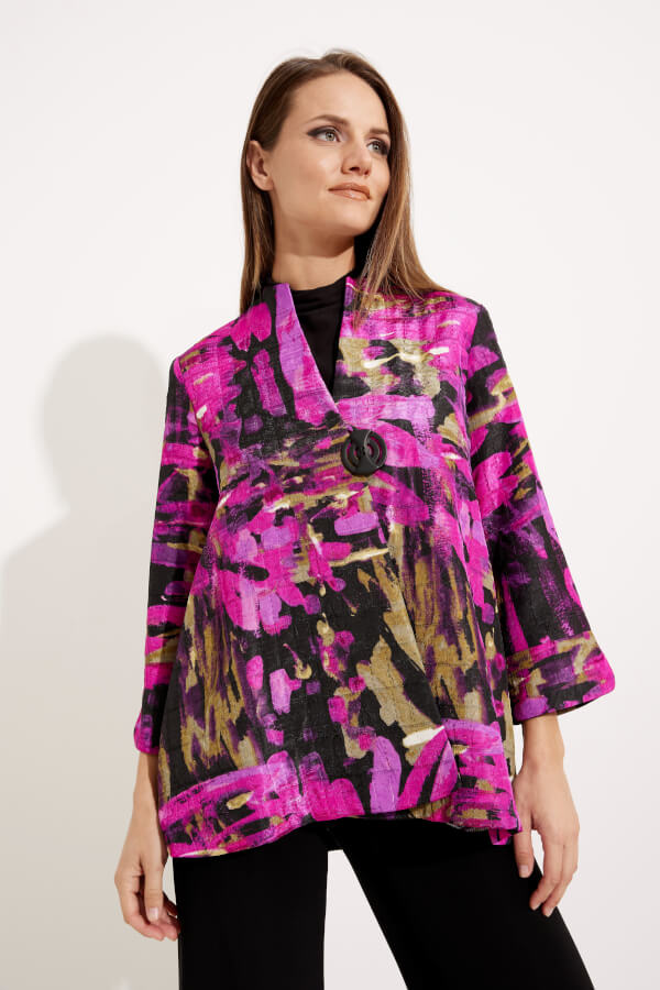 Joseph Ribkoff - 233192 - Abstract Print Trapeze Jacket - Black Multi