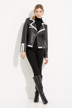 Load image into Gallery viewer, Joseph Ribkoff - 233909- Notched Collar Sueded Jacket - Blk/Vanilla
