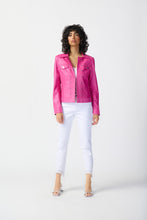 Load image into Gallery viewer, Joseph Ribkoff - 241911 - Foiled Suede Jacket with Metal Trims- Bright pink
