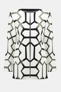 Joseph Ribkoff - 241905 - Cut Leatherette on Mesh Jacket - Vanilla/Black