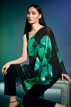 Load image into Gallery viewer, Joseph Ribkoff - 243791 - Chiffon Floral Print Layered Tunic - Black/Green
