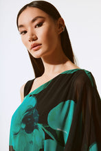 Load image into Gallery viewer, Joseph Ribkoff - 243791 - Chiffon Floral Print Layered Tunic - Black/Green
