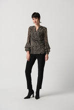 Load image into Gallery viewer, Joseph Ribkoff - 234074 - Dot Print Chiffon Top With Ruffles Sleeves -  Black/Multi
