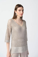 Load image into Gallery viewer, Joseph Ribkoff - 241922 - Sequin Detail Crochet Top - Champagne
