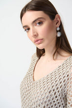 Load image into Gallery viewer, Joseph Ribkoff - 241922 - Sequin Detail Crochet Top - Champagne
