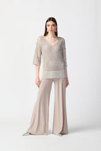 Load image into Gallery viewer, Joseph Ribkoff - 241922 - Sequin Detail Crochet Top - Champagne
