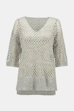 Load image into Gallery viewer, Joseph Ribkoff - 241922 - Sequin Detail Crochet Top - Champagne
