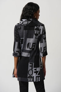 Joseph Ribkoff - 234226 - Mixed Media Knit Tunic - Grey/Black