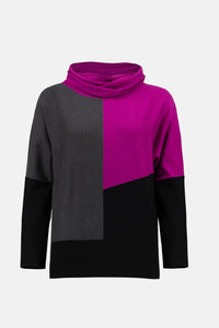 Joseph Ribkoff - 233954 - Colour Blocked Cowl Neck Sweater