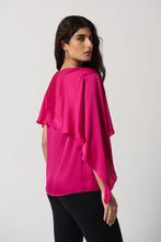 Load image into Gallery viewer, Joseph Ribkoff - 234023 - Satin Layered Boat Neck Top - Shocking Pink
