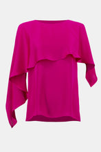 Load image into Gallery viewer, Joseph Ribkoff - 234023 - Satin Layered Boat Neck Top - Shocking Pink
