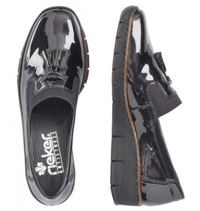 Rieker - 53751-00 - Black Patent Wedge Shoes - Schwartz Blk