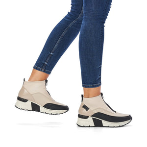 Rieker - N6352-60 -  Zipper Boots - Beige Combo